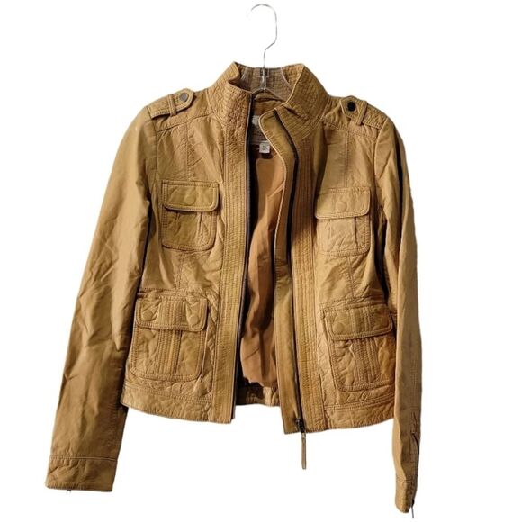 Lucky Brand lamb leather jacket Size XS gold mustard - Picture 3 of 9